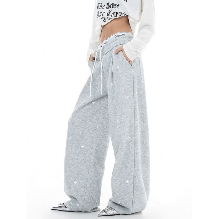 クロス柄 ワイドパンツ 10009