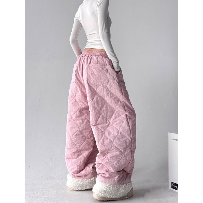 ボアトリム キルティング ワイドパンツ 10002