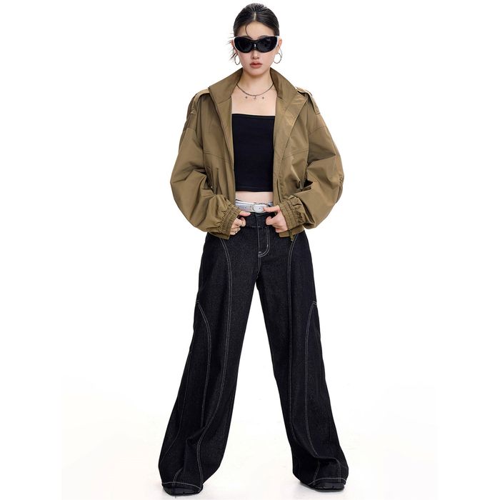 ショート丈 ジップアップジャケット 10103