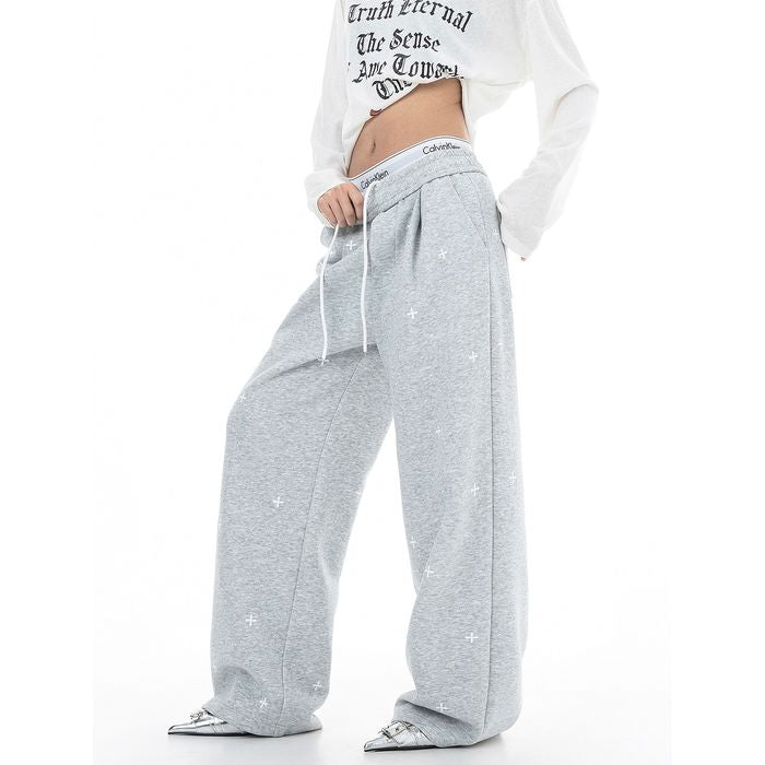 クロス柄 ワイドパンツ 10009