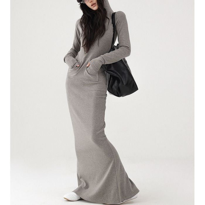 フード付 マキシワンピース 10049