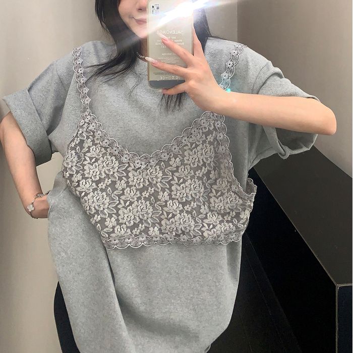 レースキャミ レイヤード Tシャツ 10081