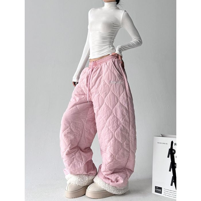ボアトリム キルティング ワイドパンツ 10002