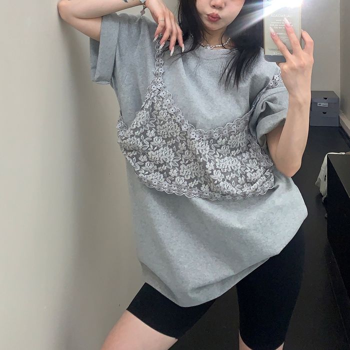 レースキャミ レイヤード Tシャツ 10081
