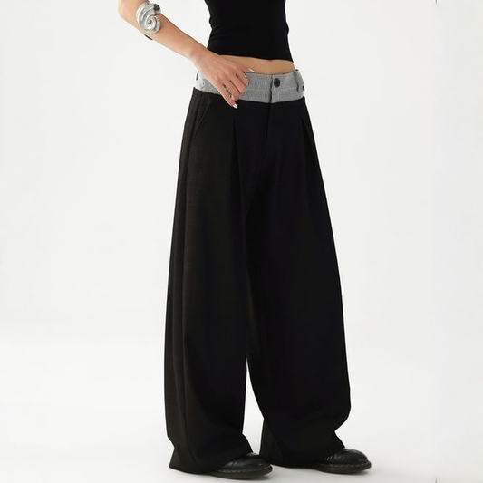 ストライプ柄ウエスト ワイドパンツ 10118