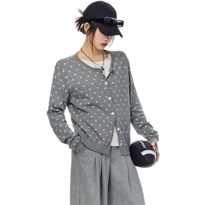 ドット柄 カーディガン 10100