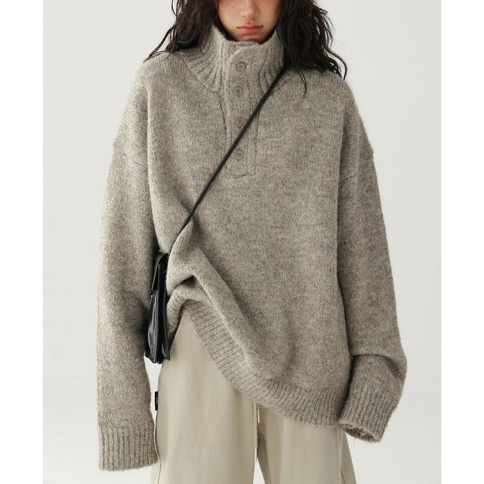 ボタンハイネック ニット 10042