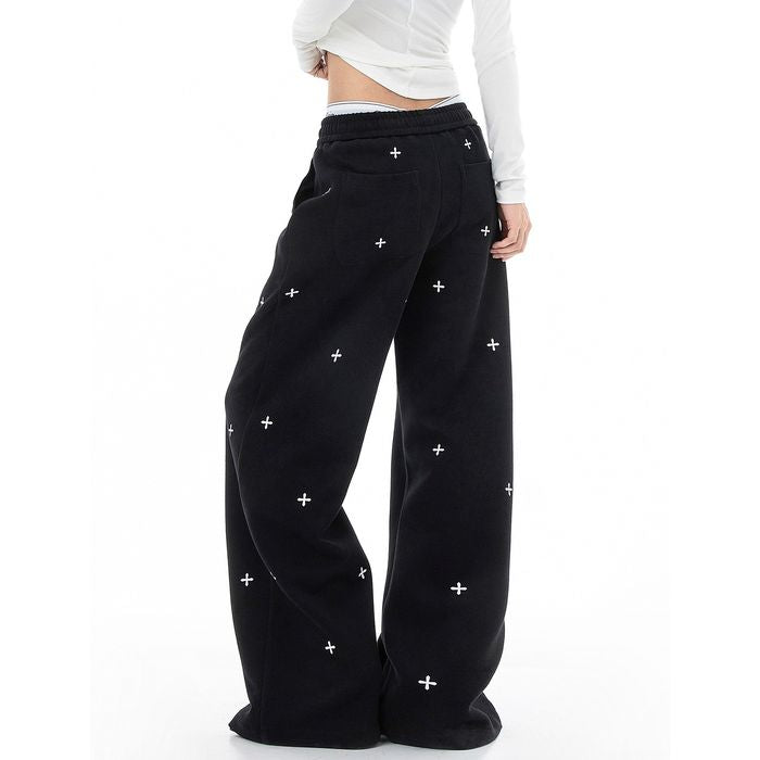 クロス柄 ワイドパンツ 10009