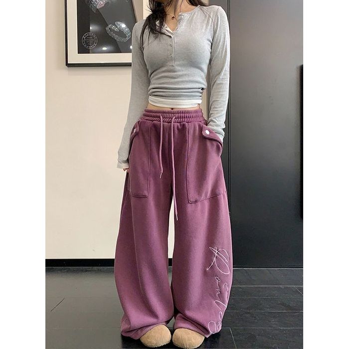 ロゴ刺繍 ワイドパンツ 10024