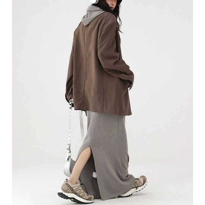 フード付 マキシワンピース 10049