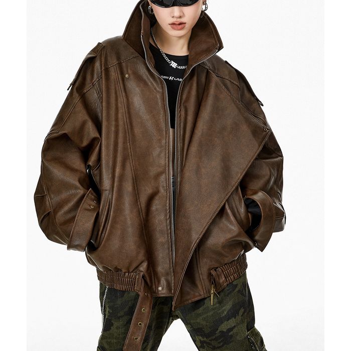 ヴィンテージ加工 エコレザージャケット 10102