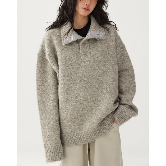 ボタンハイネック ニット 10042