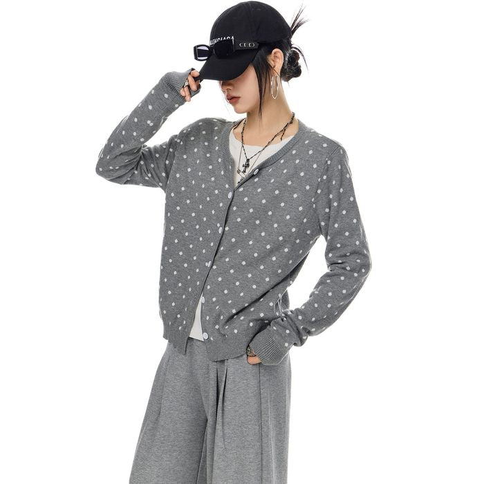 ドット柄 カーディガン 10100