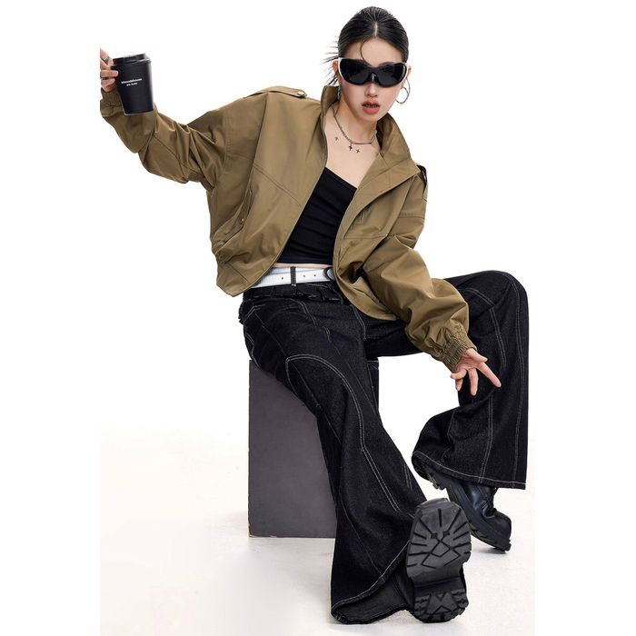 ショート丈 ジップアップジャケット 10103