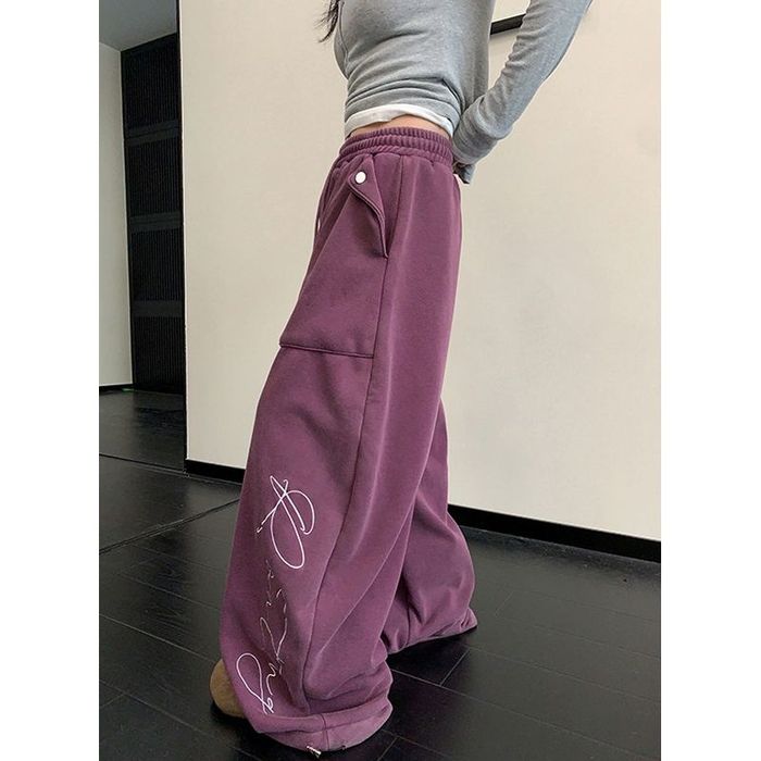 ロゴ刺繍 ワイドパンツ 10024