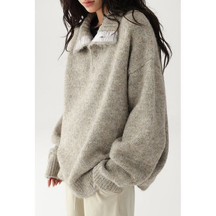 ボタンハイネック ニット 10042