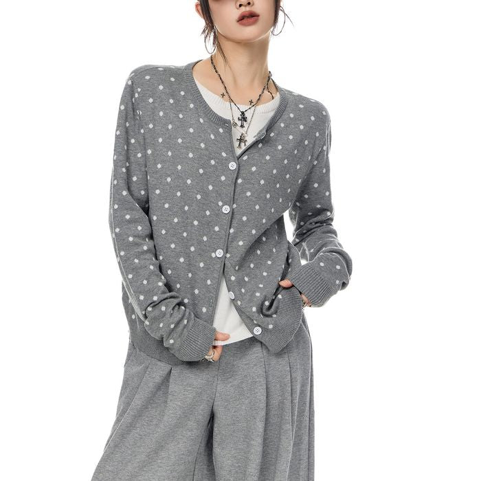 ドット柄 カーディガン 10100