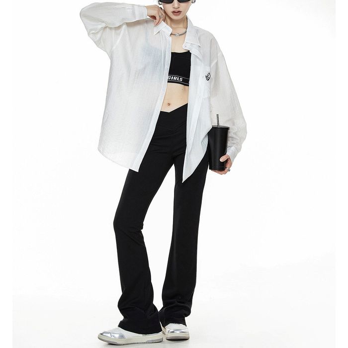 ロゴ刺繍 シア―シャツ 10096