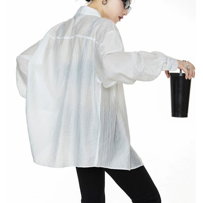 ロゴ刺繍 シア―シャツ 10096