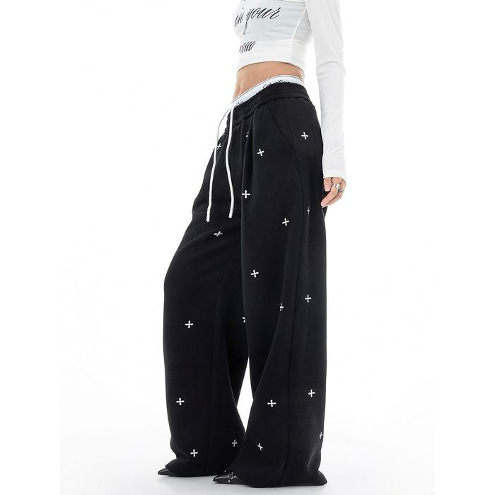 クロス柄 ワイドパンツ 10009