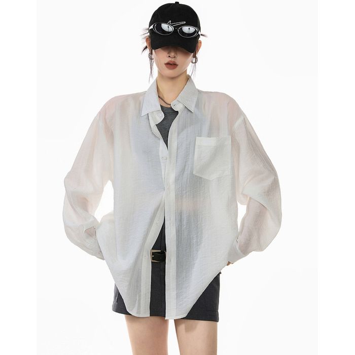 オーバーサイズ シア―シャツ 10095