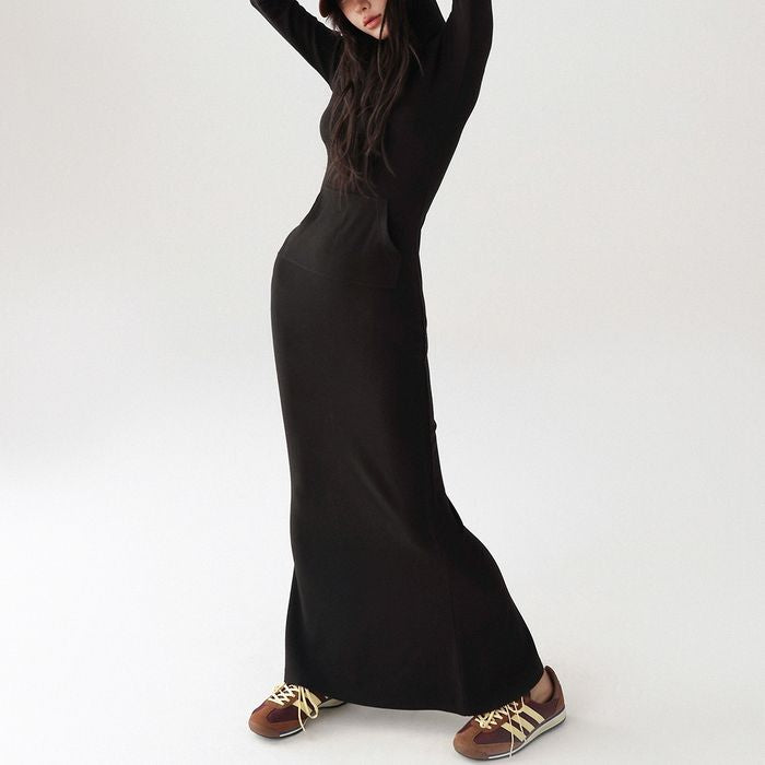 フード付 マキシワンピース 10049