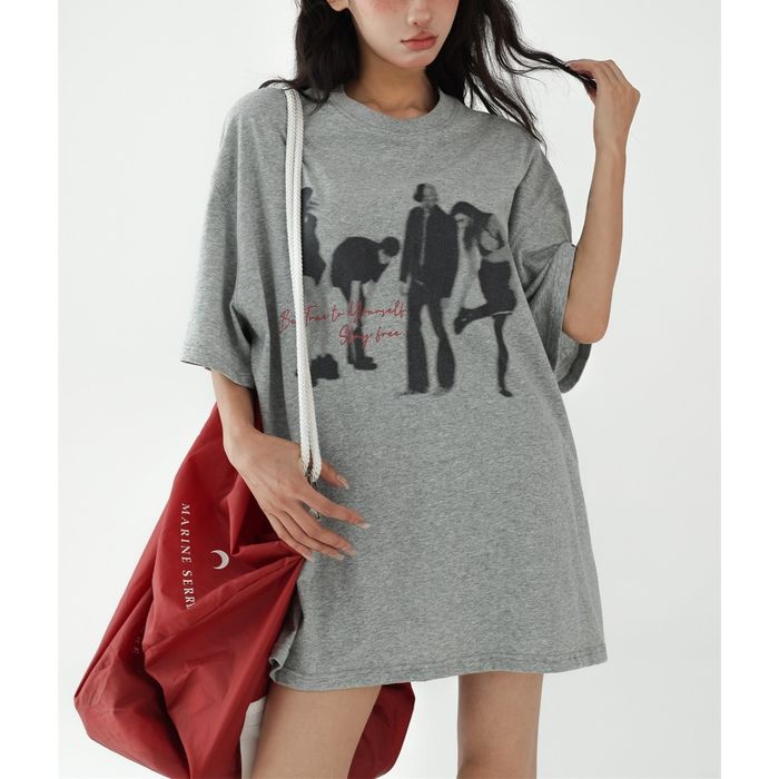 フォトプリント オーバーサイズTシャツ 10044