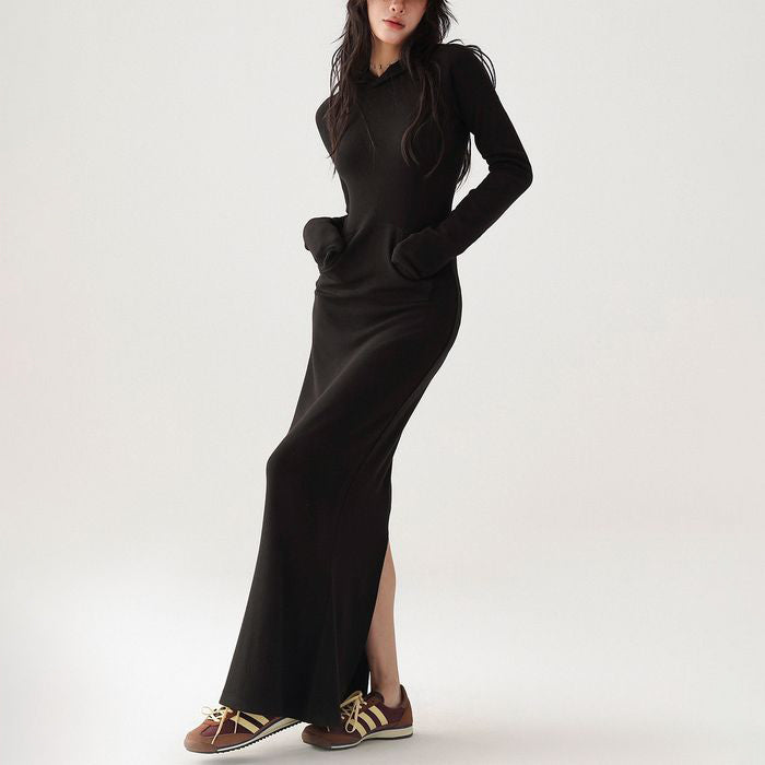 フード付 マキシワンピース 10049