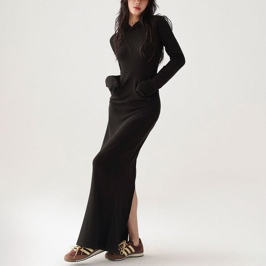 フード付 マキシワンピース 10049