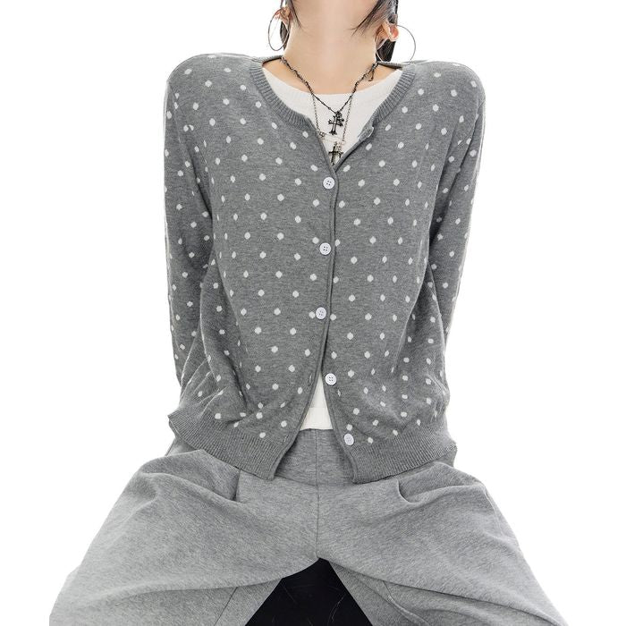 ドット柄 カーディガン 10100