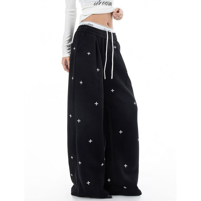 クロス柄 ワイドパンツ 10009