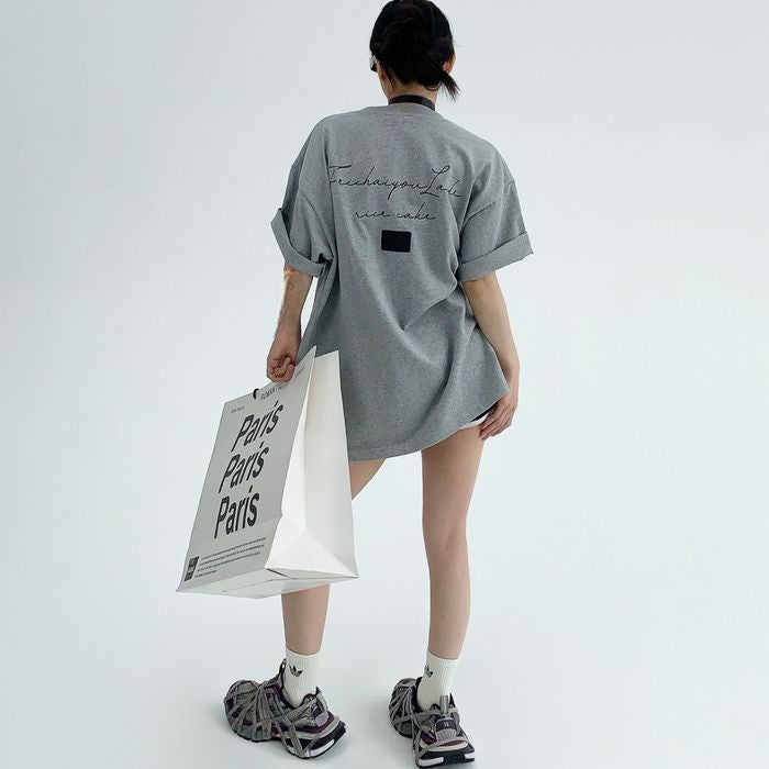 バックラベル&ロゴ オーバーサイズTシャツ 10039