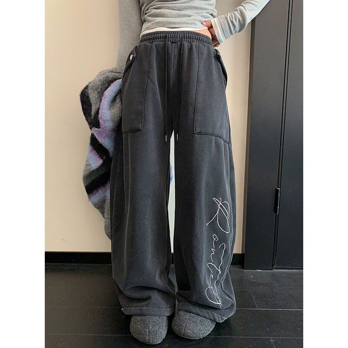 ロゴ刺繍 ワイドパンツ 10024