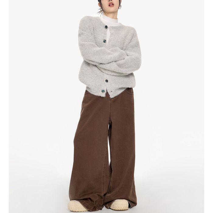 コントラストボタン カーディガン 10097