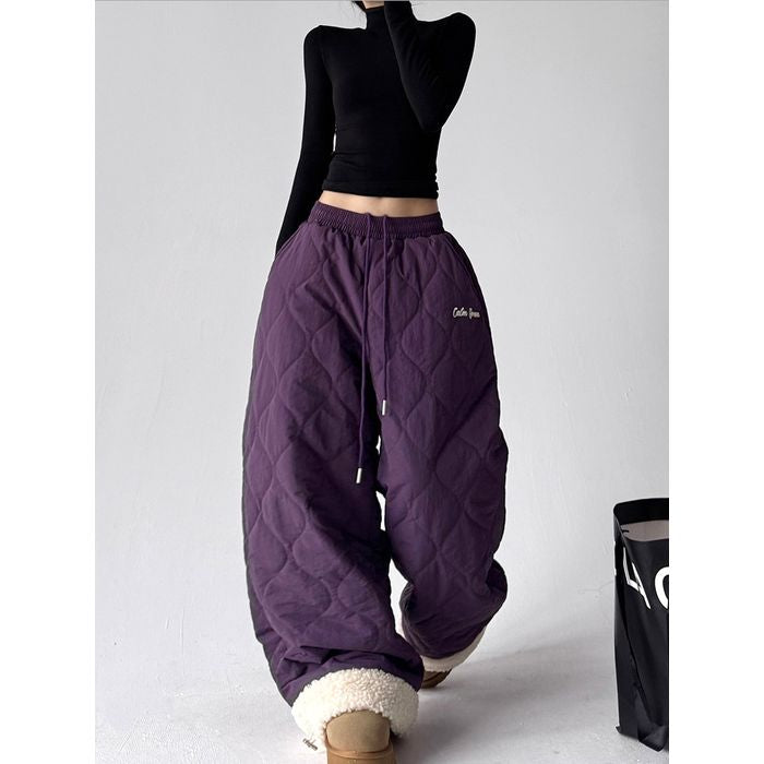 ボアトリム キルティング ワイドパンツ 10002