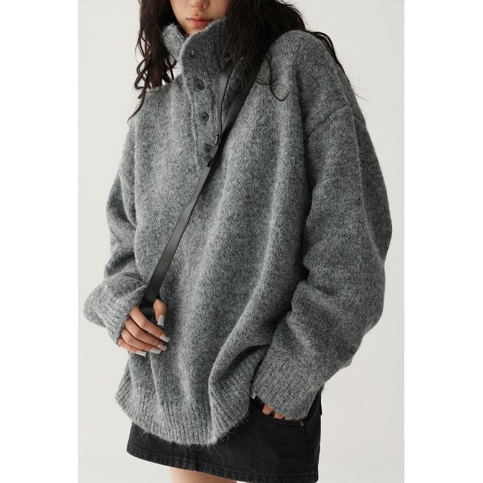 ボタンハイネック ニット 10042