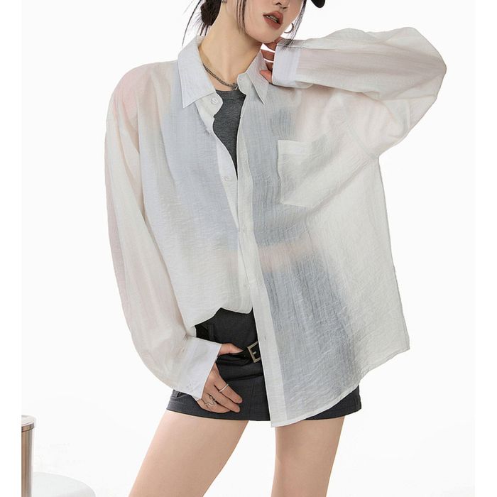 オーバーサイズ シア―シャツ 10095