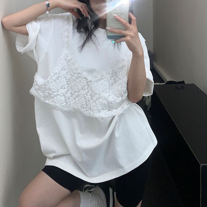 レースキャミ レイヤード Tシャツ 10081