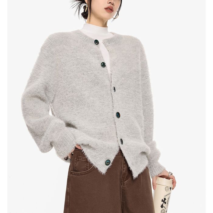 コントラストボタン カーディガン 10097