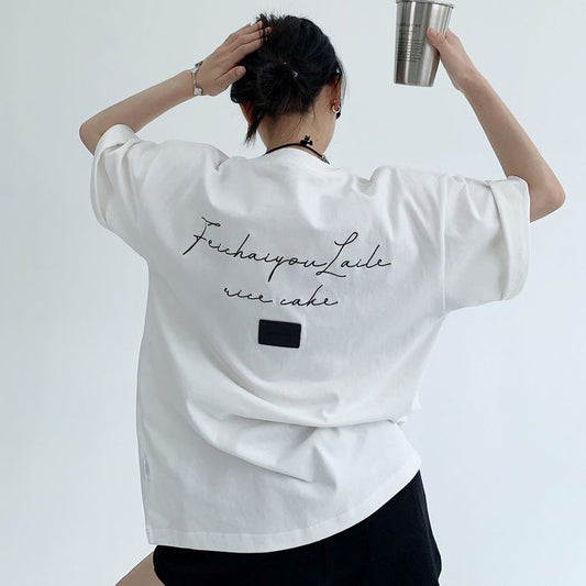 バックラベル&ロゴ オーバーサイズTシャツ 10039