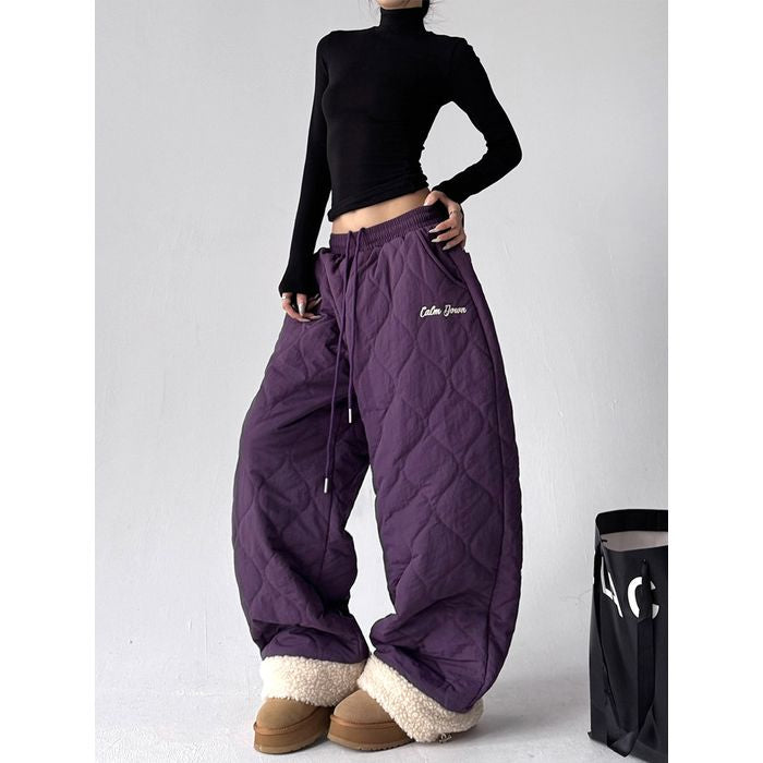 ボアトリム キルティング ワイドパンツ 10002