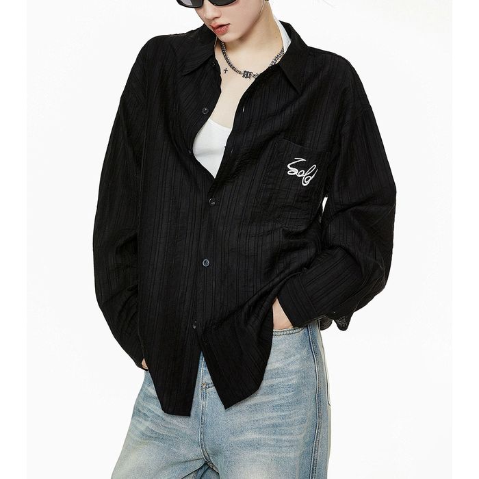 ロゴ刺繍 シア―シャツ 10096