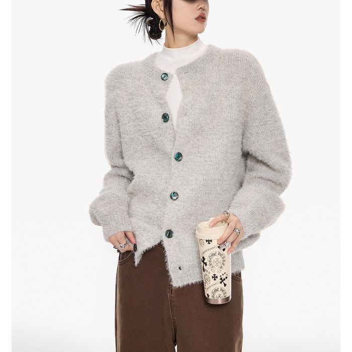 コントラストボタン カーディガン 10097