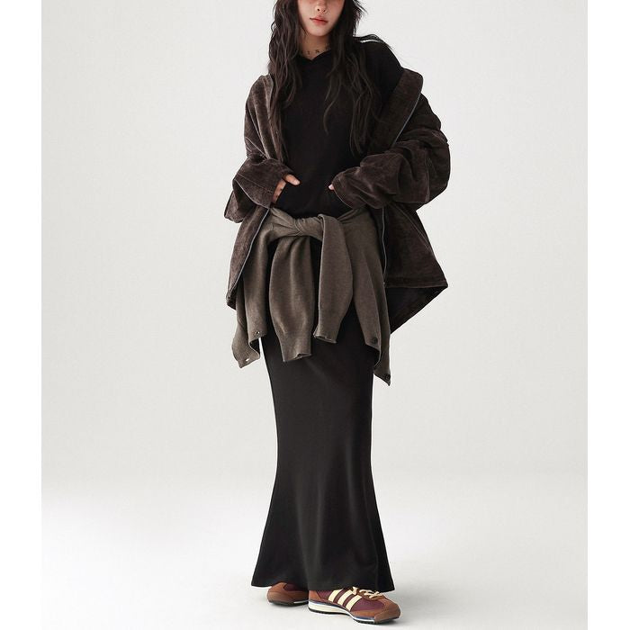 フード付 マキシワンピース 10049