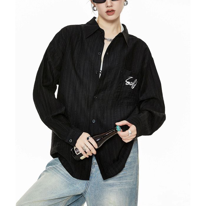 ロゴ刺繍 シア―シャツ 10096