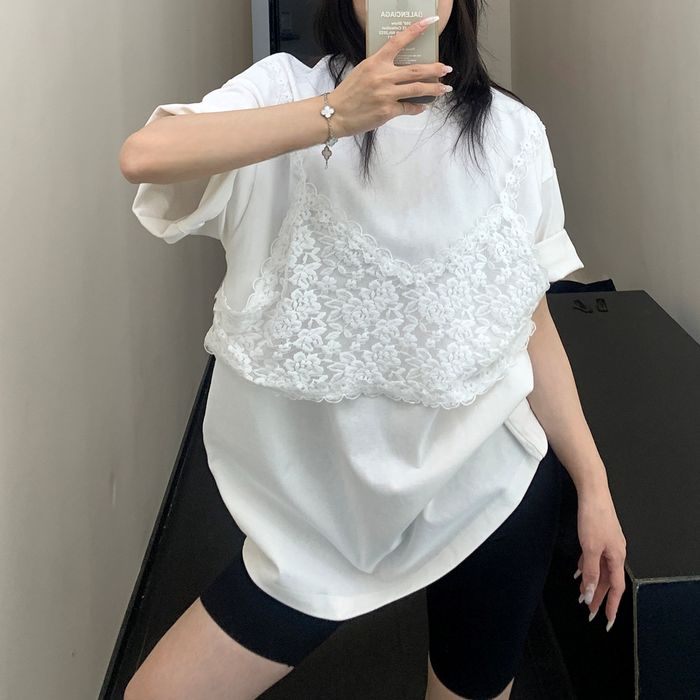 レースキャミ レイヤード Tシャツ 10081