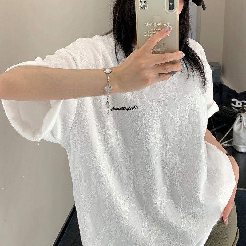 刺繍レース オーバーサイズTシャツ 10038