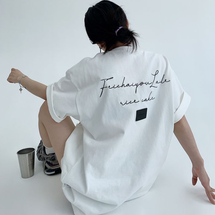 バックラベル&ロゴ オーバーサイズTシャツ 10039