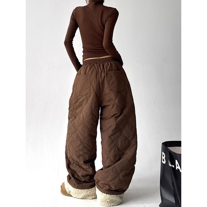 ボアトリム キルティング ワイドパンツ 10002