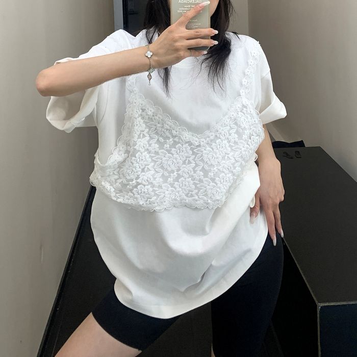 レースキャミ レイヤード Tシャツ 10081